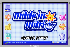 Made in Wario title screen for GameBoy Advance